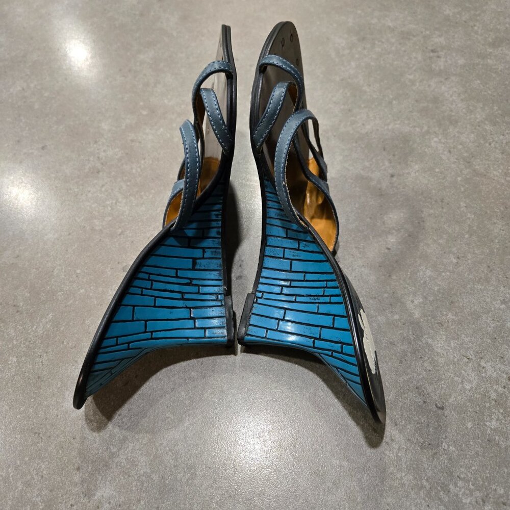 GF Leather Women's Blue Leather Upper Sandals w/Decorative Wedge Heel  - 7.5M
